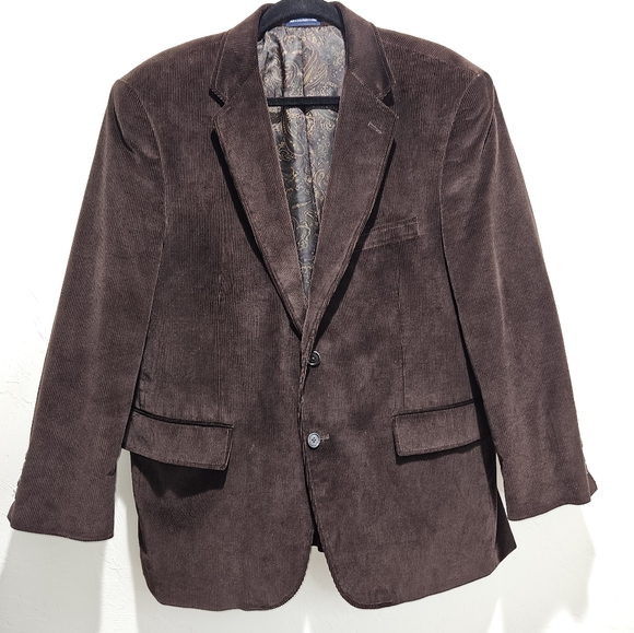 Chocolate Brown Corduroy Blazer Stafford Men's Size 42 Short 42S Classic Fit - Picture 4 of 16